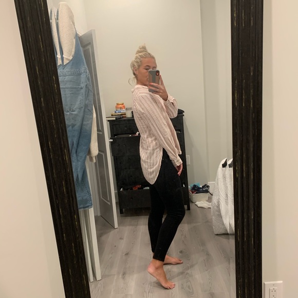 Pink & white stripe blouse long sleeve - Picture 2 of 2